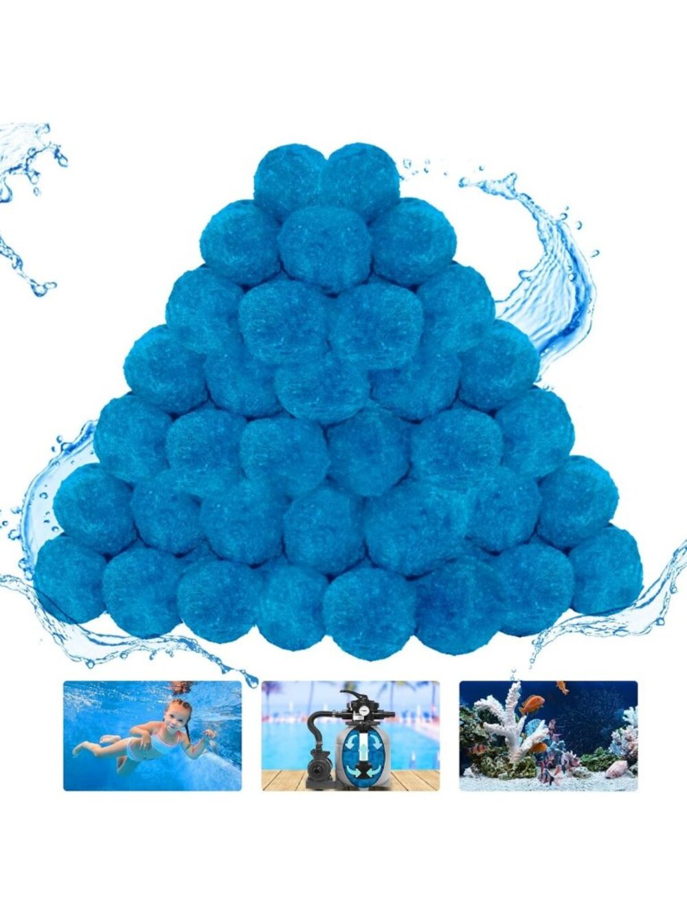 5.5 lbs Eco-Friendly Pool Filter Balls - Replace 250 lbs Sand, Easy Clean!